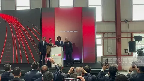 Gürcüstanda Bakı-Tbilisi-Qars dəmir yolunun rəsmi açılış 