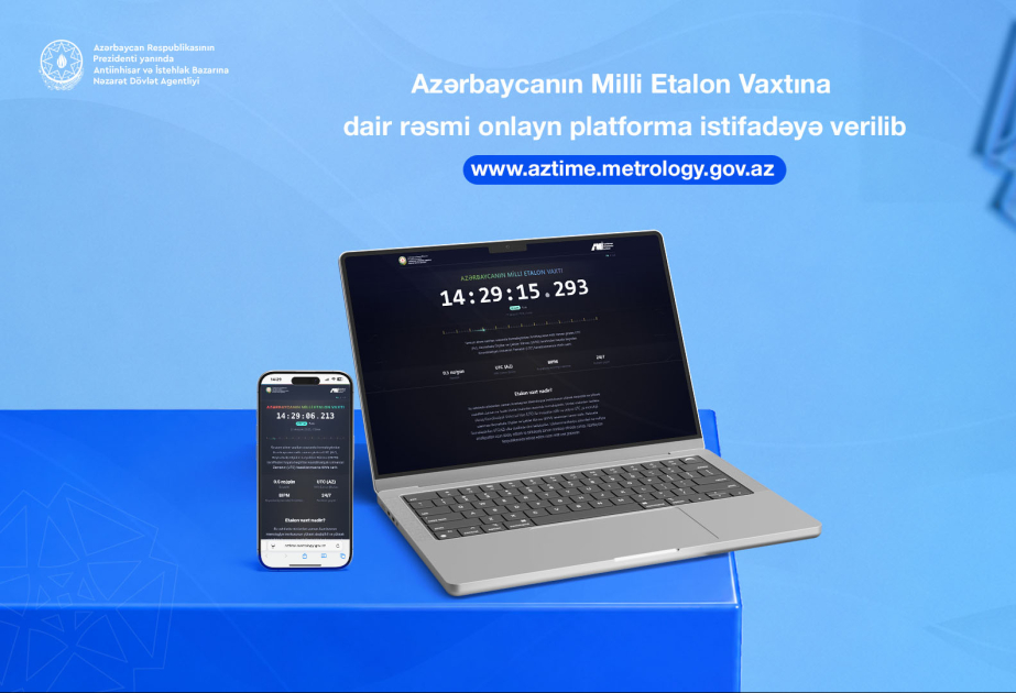 Azərbaycanın Milli Etalon Vaxtını göstərən rəsmi onlayn platforma